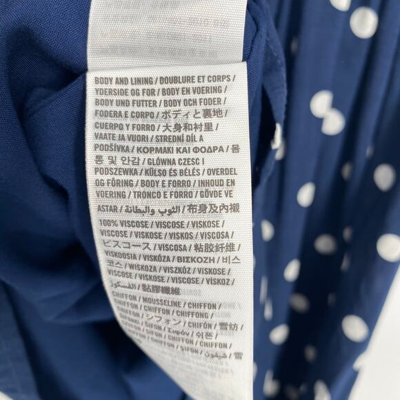 Abercrombie & Fitch Dress Women’s Medium Navy & White Polka Dot Deep V Back - Picture 4 of 9